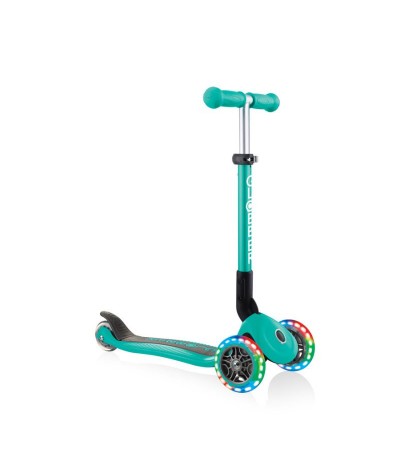 3-wheel scooter Globber Foldable Lights Emerald Green Jr 437-107