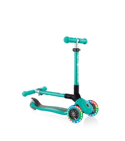 3-wheel scooter Globber Foldable Lights Emerald Green Jr 437-107
