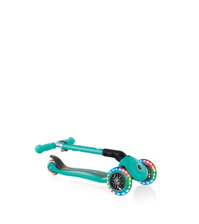 3-wheel scooter Globber Foldable Lights Emerald Green Jr 437-107