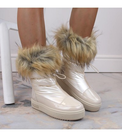 Big Star W INT1924B platform snow boots with fur, beige