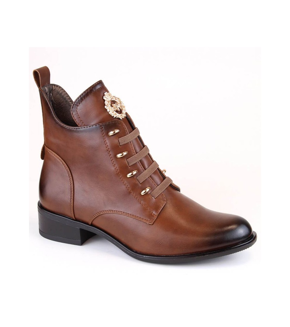 Insulated flat-heeled ankle boots Jezzi W JEZ412C brown