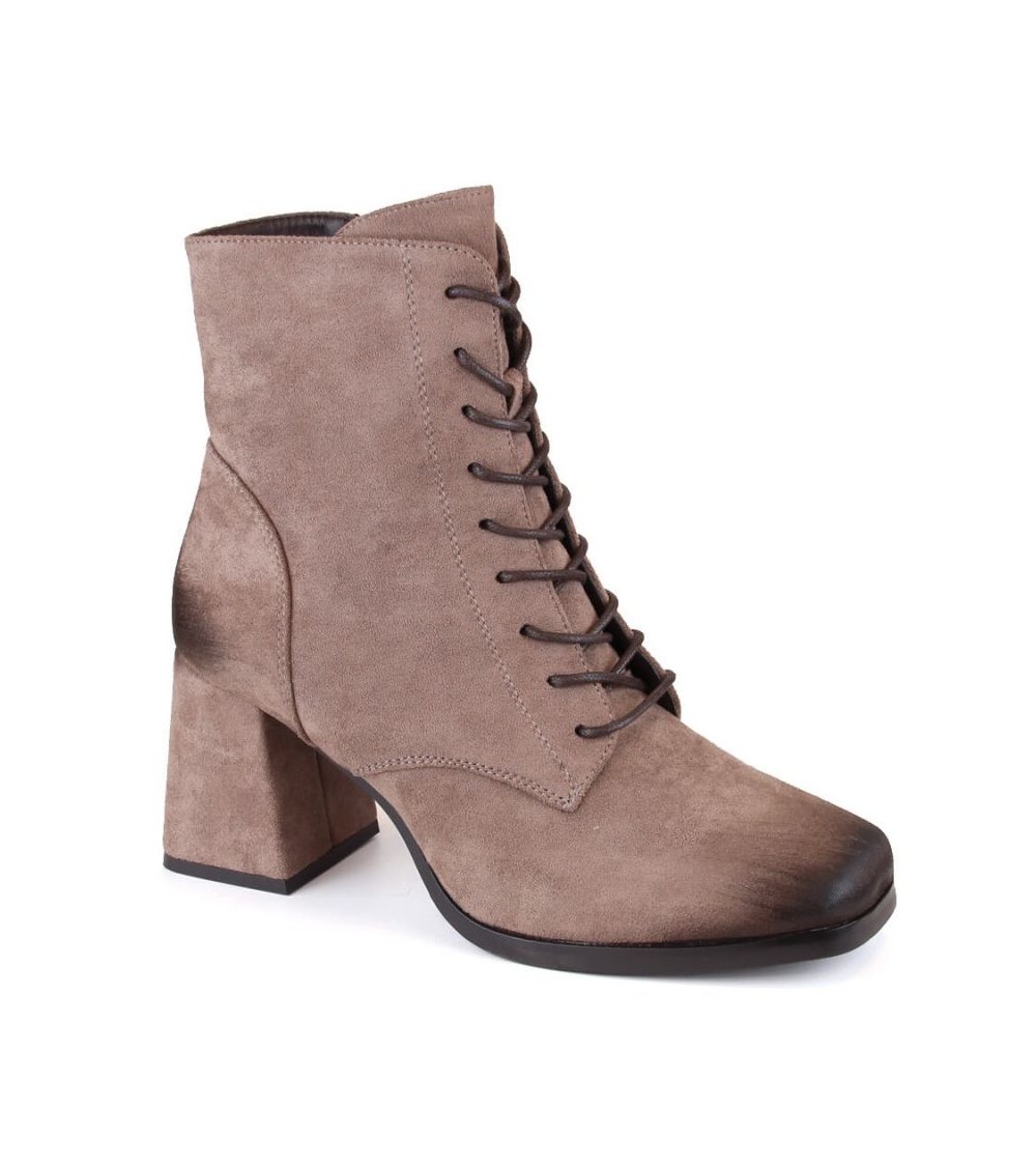 Suede ankle boots with laces and zipper Potocki W WOL191B brown