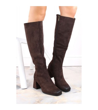 Potocki W WOL192B insulated suede high-heeled boots, brown