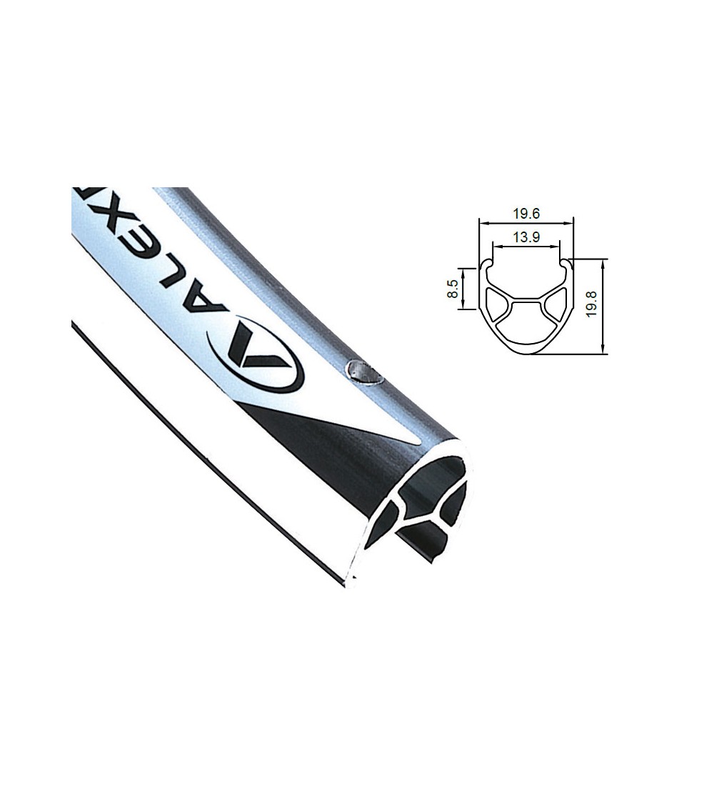 Obręcz szosa ALEXRIMS R450, V-brake, Stożek 19,8mm, 700C 622x14, 32 otwory, Srebrna, Waga 470g (DWZ)