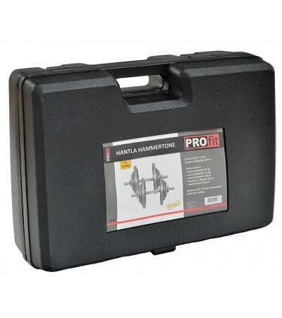 Hantle żeliwne 2x10 kg Profit Hammertone w walizce DK 4135