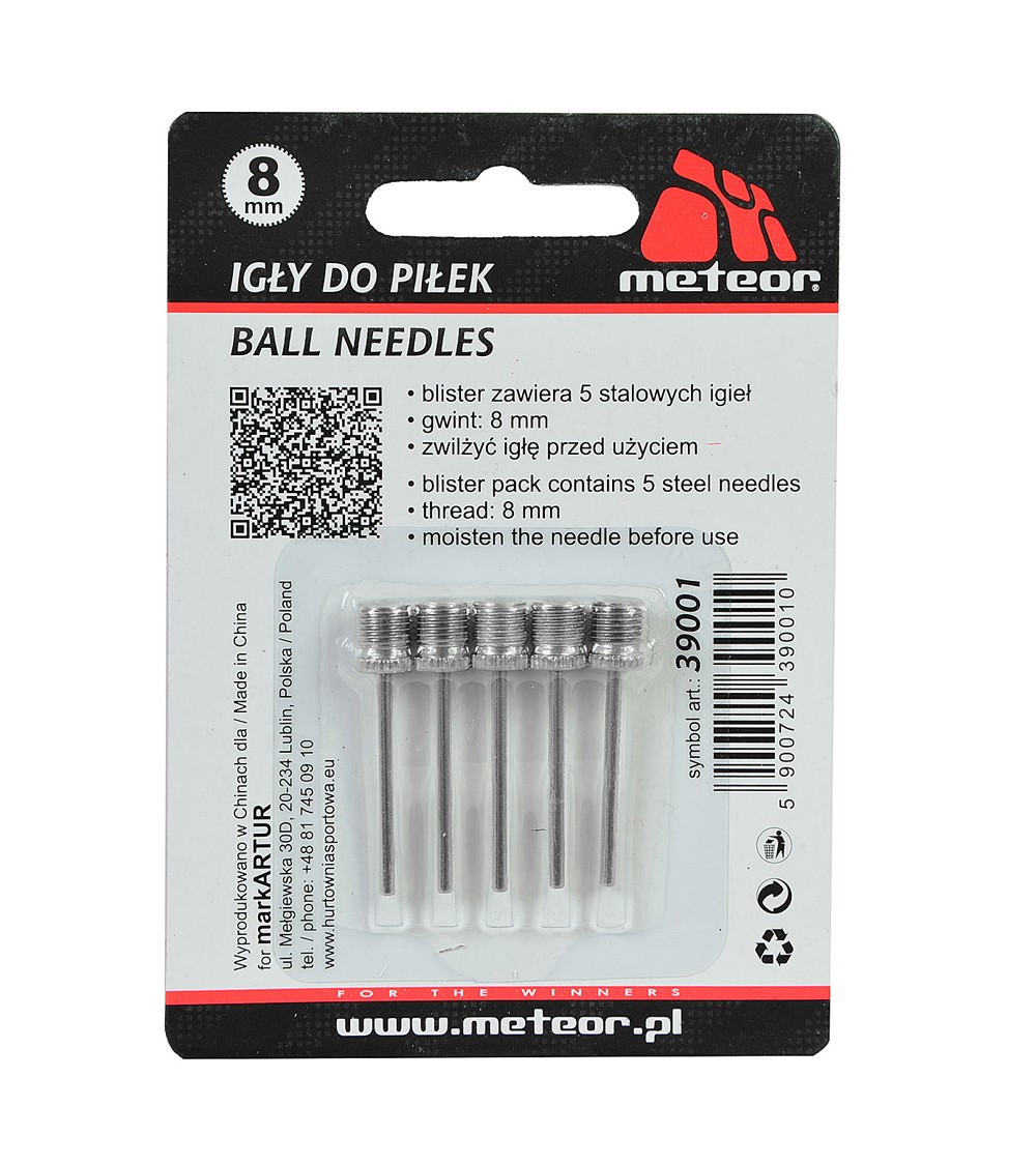 Igły do piłek Meteor 8 mm 5 szt. 39001
