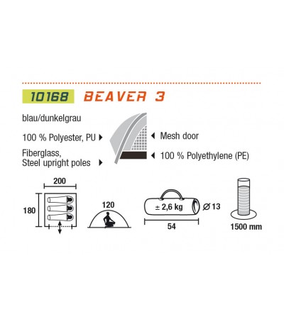 NAMIOT HIGH PEAK BEAVER 3 niebiesko/szary /10168