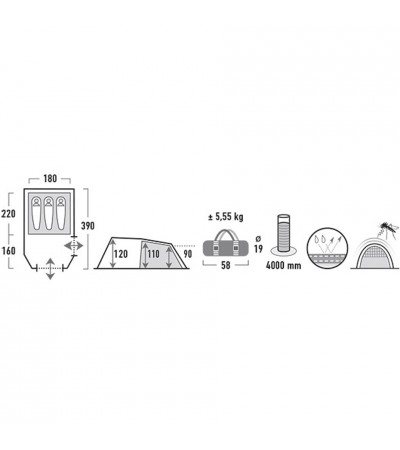 Namiot High Peak Atmos 3 szaro-zielony 11535