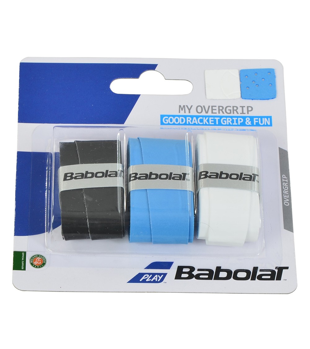 Owijka Babolat My Overgrip Goodracketgrip & Fun biały czarny niebieski 3szt 139366