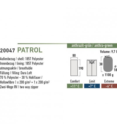 Śpiwór High Peak Patrol 190x80cm antracytowo zielony 20047