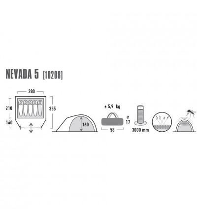 Namiot High Peak Nevada 5 grafitowo-czerwony 10208