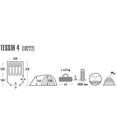 Namiot High Peak Tessin 4 szaro-czerwony 10222