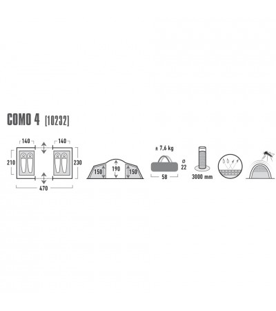 Namiot High Peak Como 4 szaro-czerwony 10232