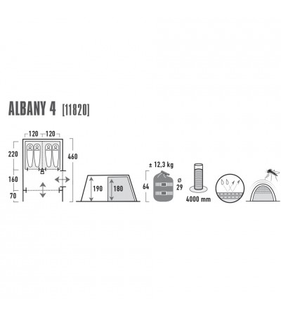 Namiot High Peak Albany 4 szaro niebieski 11820
