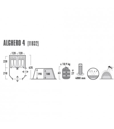Namiot High Peak Alghero 4 szaro-niebieski 11832