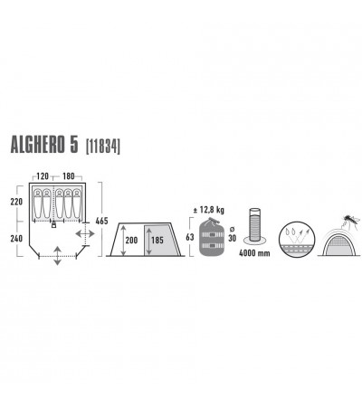 Namiot High Peak Alghero 5 szaro niebieski 11834