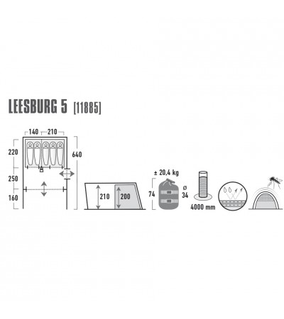 Namiot High Peak Leesburg 5 szaro niebieski 11885
