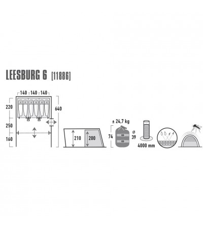 Namiot High Peak Leesburg 6 szaro-niebieski 11886