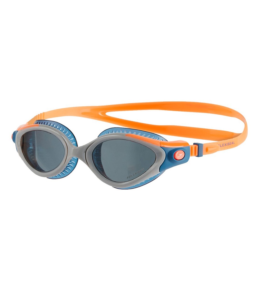 Okulary pływackie damskie Speedo Futura Biofuse Flexiseal Triathlon niebiesko szaro pomarańczowe 57B986