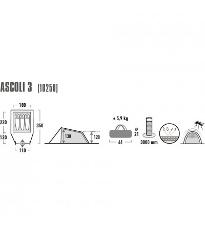 Namiot High Peak Ascoli 3 szaro-czerwony 10250