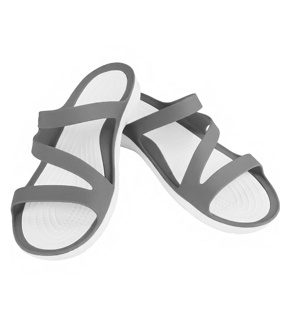Klapki damskie Crocs Swiftwater Sandal W szaro-białe 203998 06X