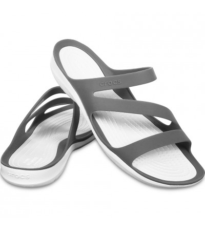 Klapki damskie Crocs Swiftwater Sandal W szaro-białe 203998 06X