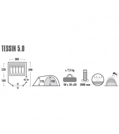 Namiot High Peak Tessin 5 jasnoszary 10228