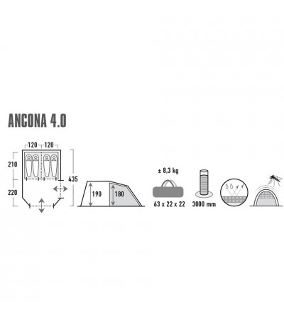 Namiot High Peak Ancona 4 jasny szary  10243