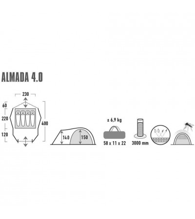 Namiot High Peak Almada 4 jasnoszary 11571