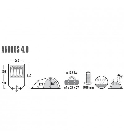 Namiot High Peak Andros 4 ciemnoszaro-zielony 11421