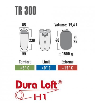 Śpiwór High Peak  TR 300 230x85x55 ciemnoszaro-niebieski lewy 23063