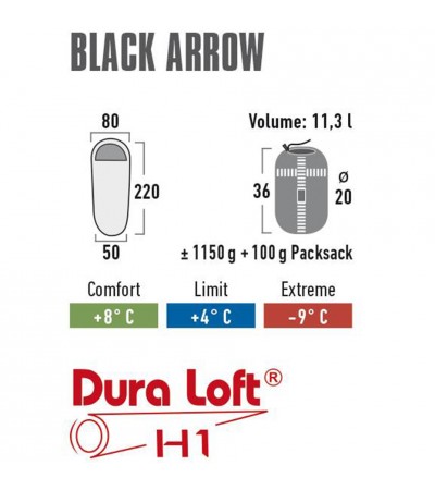 Śpiwór High Peak Black Arrow 220x80x50 ciemnoszaro-zielony 23059