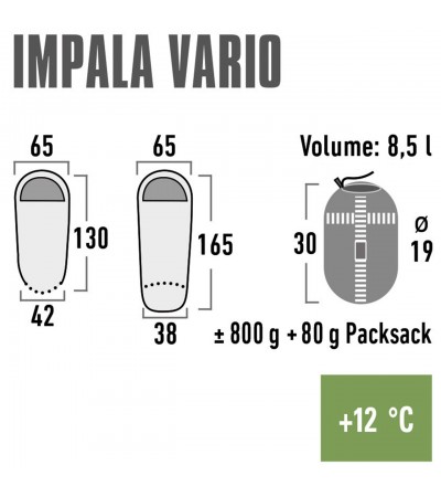 Śpiwór High Peak Impala Vario 165x65x38 cm zielono-limonkowy 23044