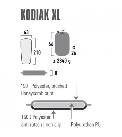Mata samopompująca High Peak Kodiak XL 210x63x8 czarna 41131