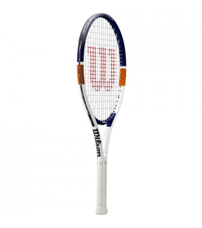 Rakieta do tenisa ziemnego Wilson Roland Garros Elite Comp 26 CVR 26 Junior biało-granatowa WR038910H