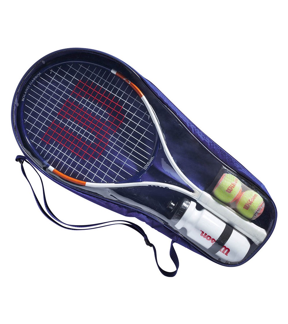Rakieta do tenisa ziemnego Wilson Roland Garros Elite 25 Kit 25 z pokrowcem biało-granatowo-pomarańczowa WR039010F