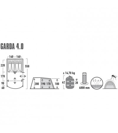 Namiot High Peak Garda 4.0 szaro-zielony 11821