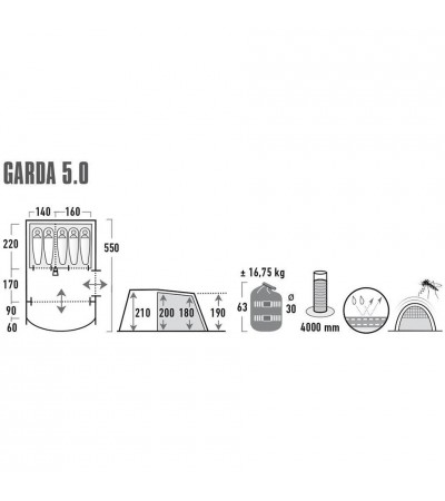 Namiot High Peak Garda 5.0 szaro-zielony 11823