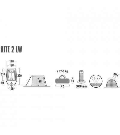 Namiot High Peak Kite 2 LW zielono-czerwony 10343