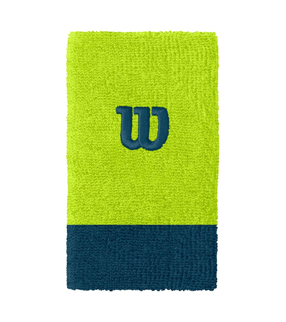 Frotki tenisowe Wilson Extra Wide W Wirstband zielono-granatowe WRA733525