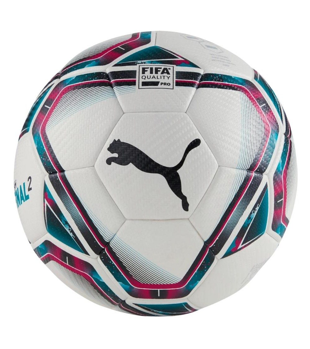 Piłka nożna Puma teamFINAL 21.2 FIFA Quality Pro biało-różowo-niebieska 83304 01