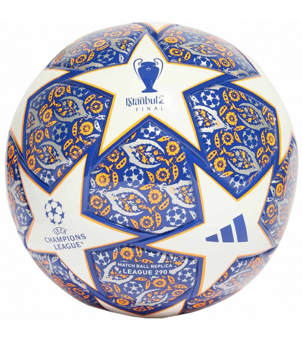 Piłka nożna adidas Junior UCL League Istanbul 290 biało-niebiesko-pomarańczowa HU1575