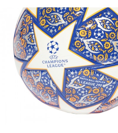 Piłka nożna adidas Junior UCL League Istanbul 290 biało-niebiesko-pomarańczowa HU1575