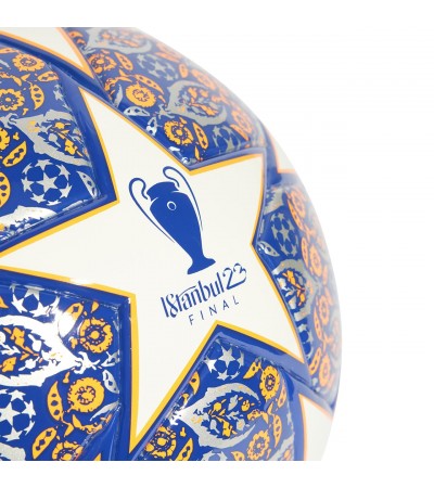 Piłka nożna adidas Junior UCL League Istanbul 290 biało-niebiesko-pomarańczowa HU1575