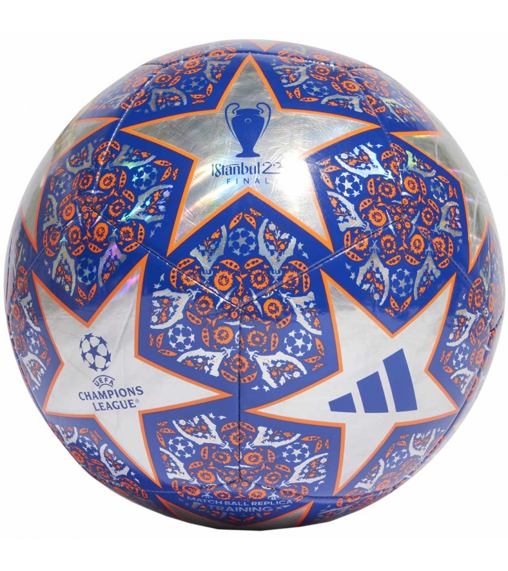 Piłka nożna adidas UEFA Champions League Training Foil Istanbul niebiesko-srebrno-pomarańczowa HU1577