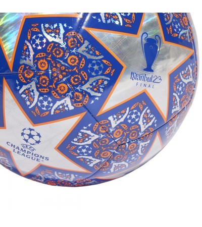 Piłka nożna adidas UEFA Champions League Training Foil Istanbul niebiesko-srebrno-pomarańczowa HU1577