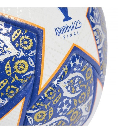 Piłka nożna adidas UCL Pro Istanbul biało-niebiesko-pomarańczowa HU1576