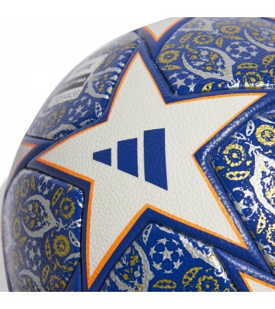Piłka nożna adidas UCL Competition Istanbul biało-niebiesko-pomarańczowa HU1579