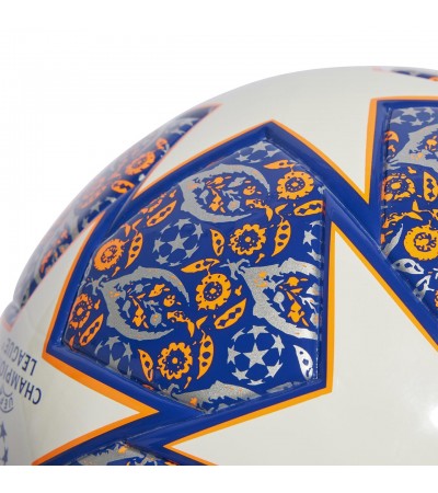 Piłka nożna adidas Junior UCL 350 League Istanbul biało-niebiesko-pomarańczowa HT9008
