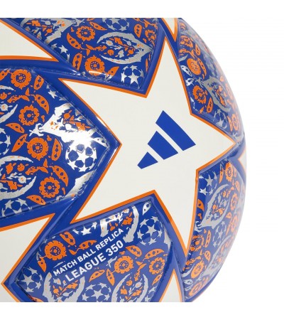 Piłka nożna adidas Junior UCL 350 League Istanbul biało-niebiesko-pomarańczowa HT9008